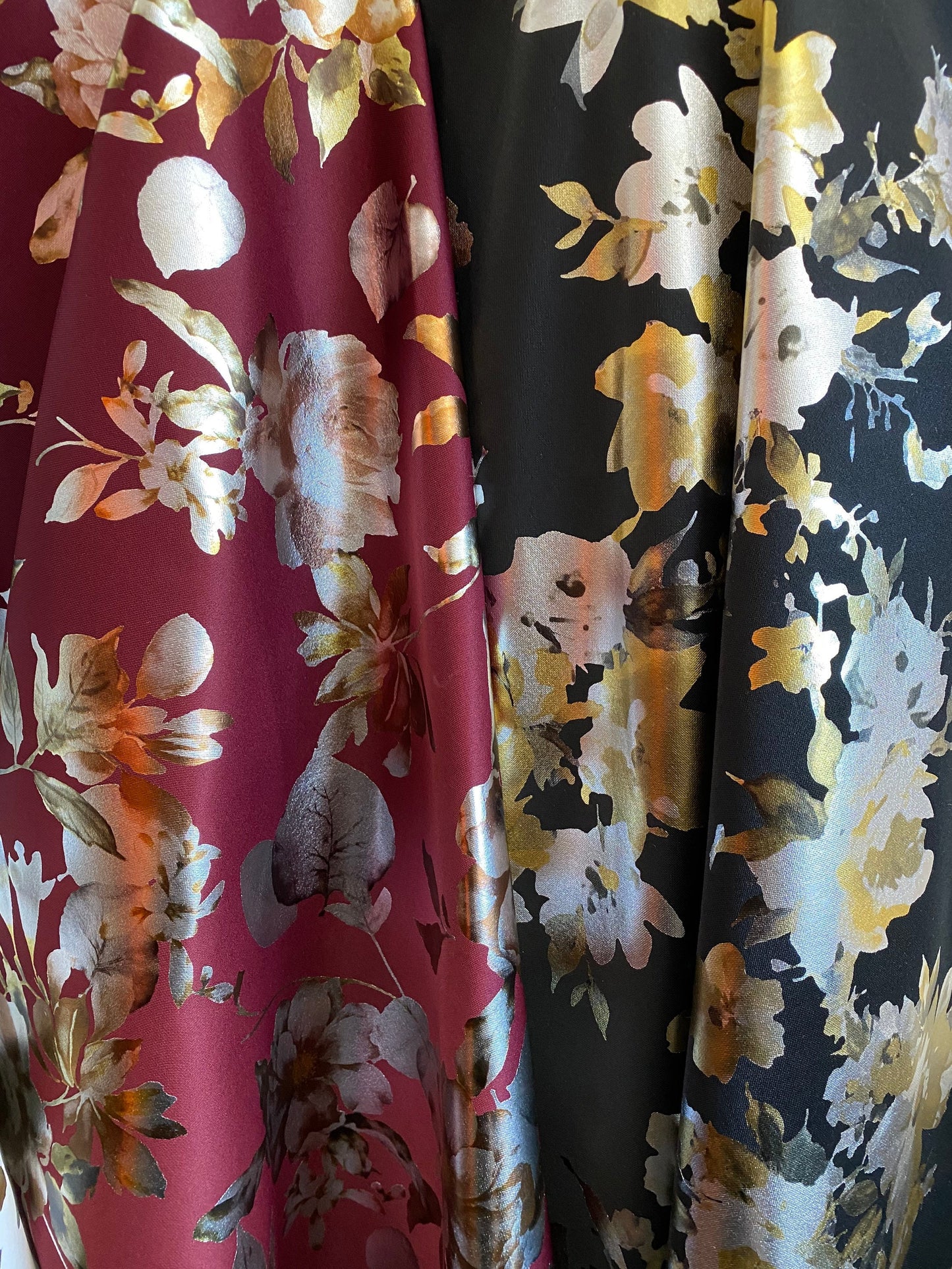 New super poly techno floral design 2-way stretch 58/60” Sold by the YD. Ships worldwide from Los Angeles California USA.