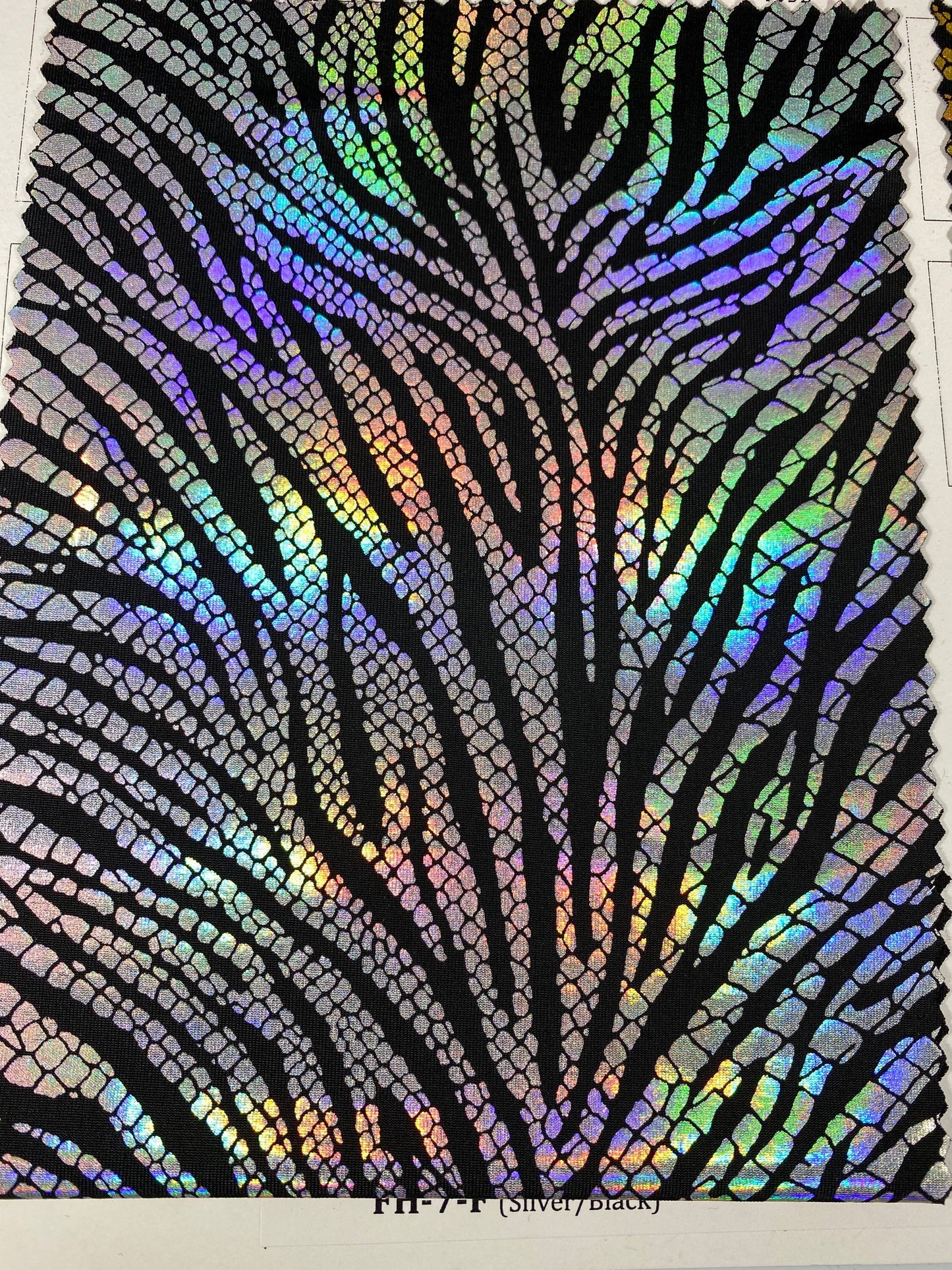 New Exotic zebra design hologram poly spandex medium weight 4-way stretch 58/60” Sold by the YD. Ships Worldwide from Los Angeles California