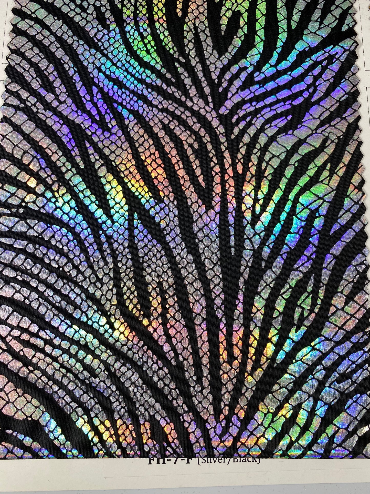 New Exotic zebra design hologram poly spandex medium weight 4-way stretch 58/60” Sold by the YD. Ships Worldwide from Los Angeles California