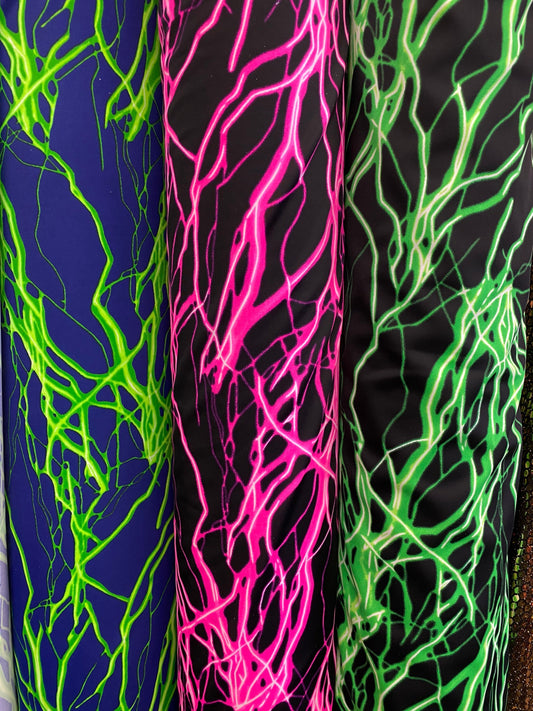 Thunder design print on great quality of nylon spandex 4-way spandex 4-way stretch 58/60” Sold by the YD. Ships worldwide from Los Angeles