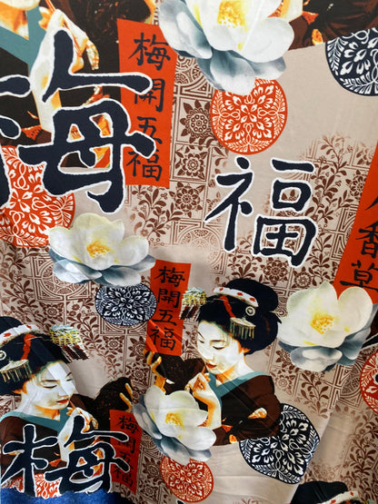 New Asian design print on nylon spandex 4-way stretch 58/60” Sold by the YD. Ships Worldwide from Los Angeles California USA.