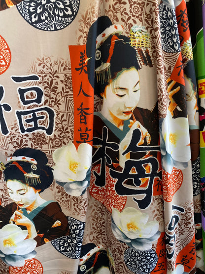 New Asian design print on nylon spandex 4-way stretch 58/60” Sold by the YD. Ships Worldwide from Los Angeles California USA.