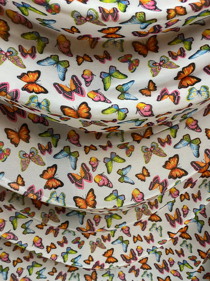 New butterflies design multicolor print on good quality stretch power mesh 4-way stretch 58/60” Sold by the YD. Ships worldwide from Los Ang