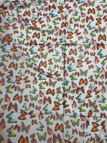 New butterflies design multicolor print on good quality stretch power mesh 4-way stretch 58/60” Sold by the YD. Ships worldwide from Los Ang