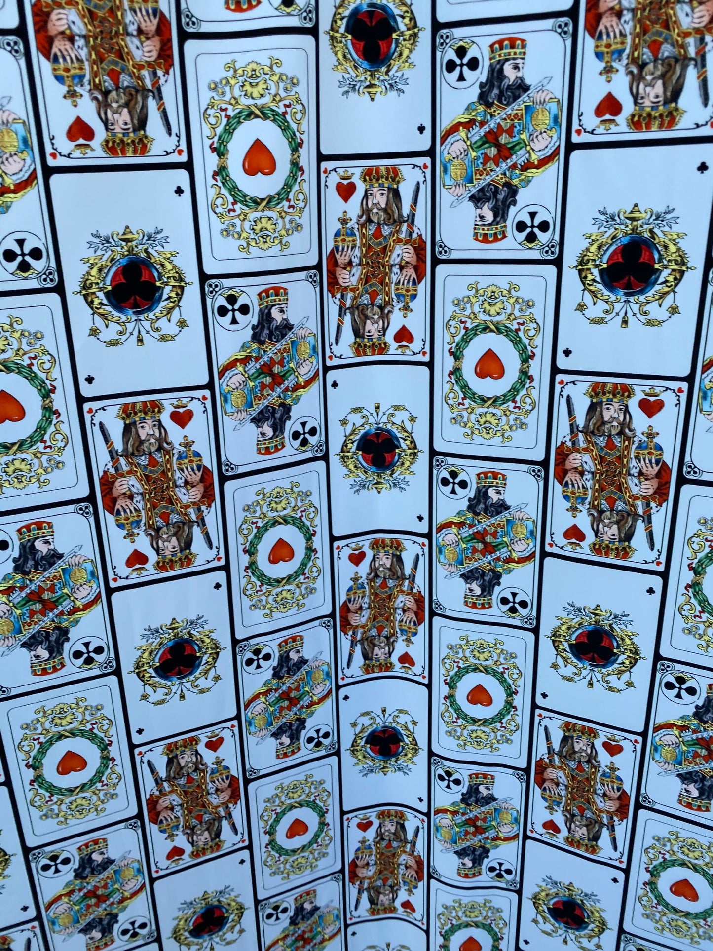 New king of cards design playing cards print on best quality of nylon spandex 4-way stretch 58/60” Sold by the YD. Ships worldwide