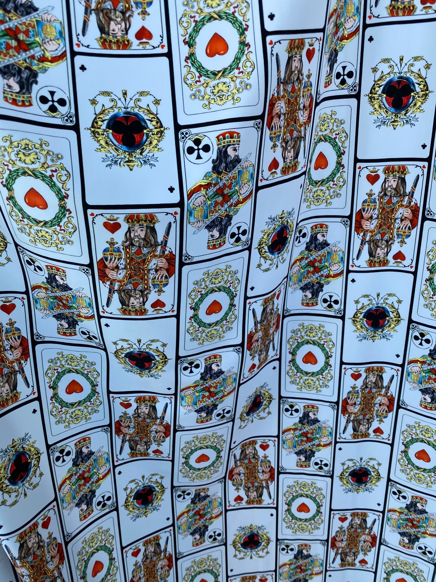 New king of cards design playing cards print on best quality of nylon spandex 4-way stretch 58/60” Sold by the YD. Ships worldwide