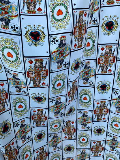New king of cards design playing cards print on best quality of nylon spandex 4-way stretch 58/60” Sold by the YD. Ships worldwide