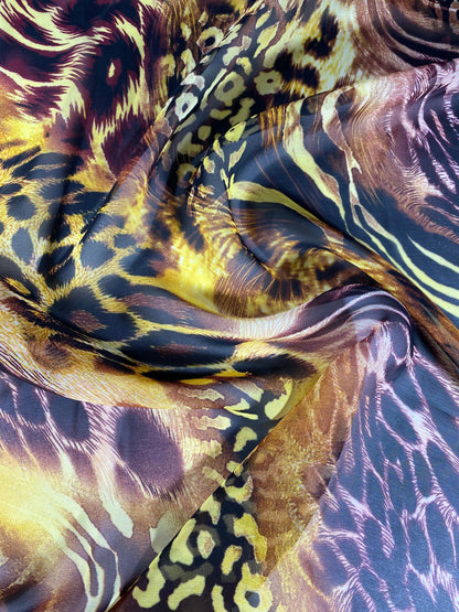 New Exotic Leopard design print on great quality of high multi chiffon non stretch 58/60” Sold by the YD. Ships worldwide from Los Angeles C