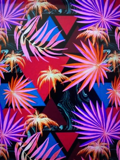 New abstract palm design print on best quality of nylon spandex 4-way stretch 58/60” Sold by the YD. Ships Worldwide from Los Angeles CA.
