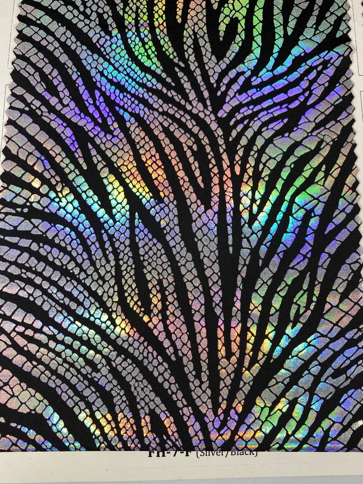New Exotic zebra design hologram poly spandex medium weight 4-way stretch 58/60” Sold by the YD. Ships Worldwide from Los Angeles California