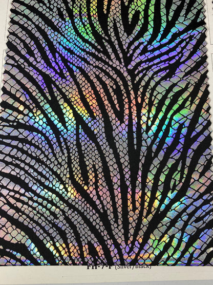 New Exotic zebra design hologram poly spandex medium weight 4-way stretch 58/60” Sold by the YD. Ships Worldwide from Los Angeles California