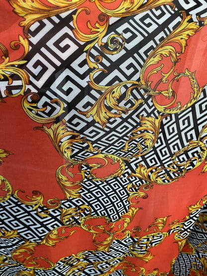 Brand fashion design print on power mesh 4-way stretch designer fabric 58/60” Sold by the YD. Ships Worldwide from Los Angeles California US