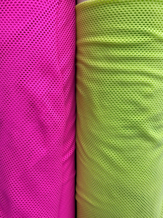 New sport mesh neon colors medium size 2-way stretch 58/60” Sold by the YD. Ships Worldwide from Los Angeles California USA.