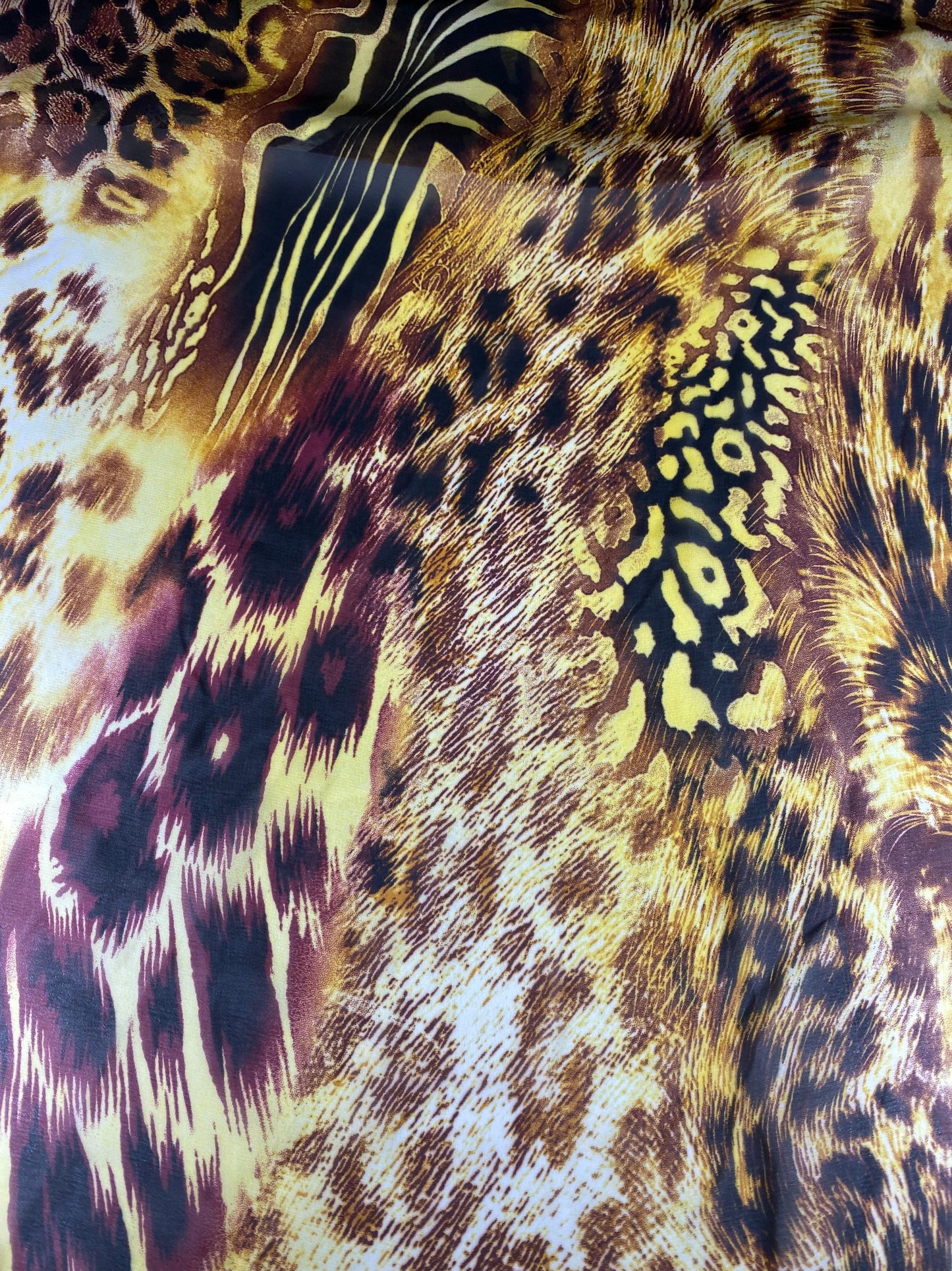 New Exotic Leopard design print on great quality of high multi chiffon non stretch 58/60” Sold by the YD. Ships worldwide from Los Angeles C
