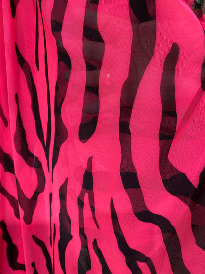 New Exotic zebra design neon colors print on great quality of power mesh 4-way stretch 58/60” Sold by the YD. Ships Worldwide from L.A CA.