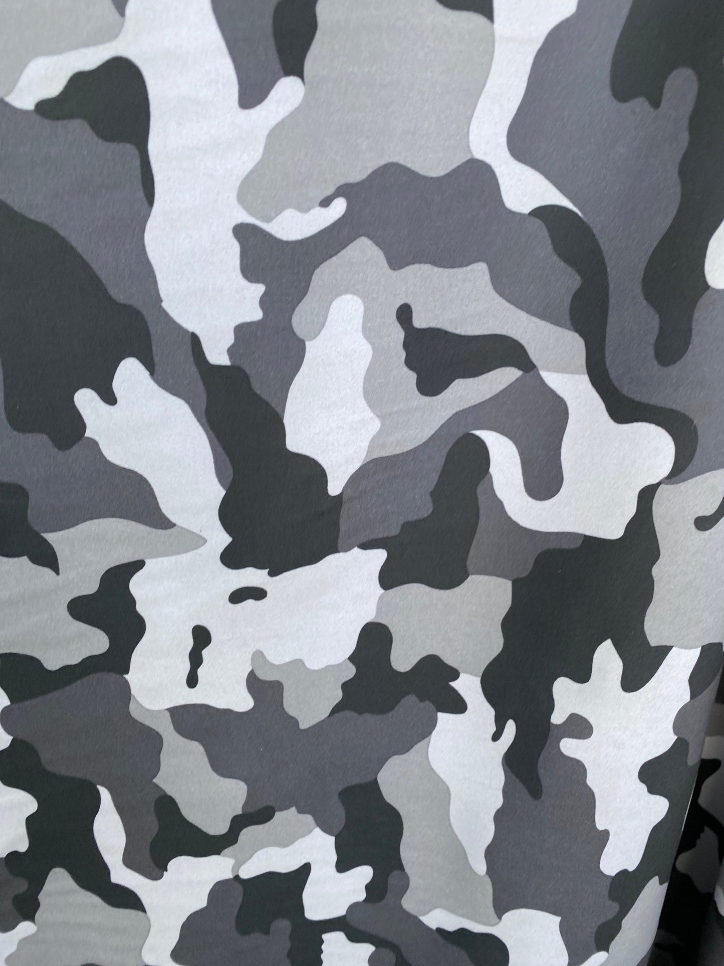 Camouflage design Gray/silver/black print on great quality of nylon spandex 4-way stretch 58/60” Sold by the YD. Ships Worldwide from L.A CA