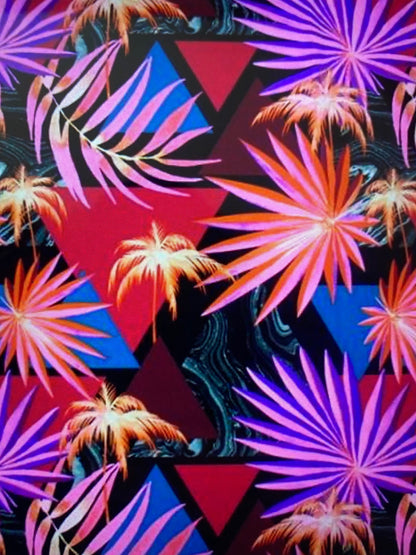 New abstract palm design print on best quality of nylon spandex 4-way stretch 58/60” Sold by the YD. Ships Worldwide from Los Angeles CA.