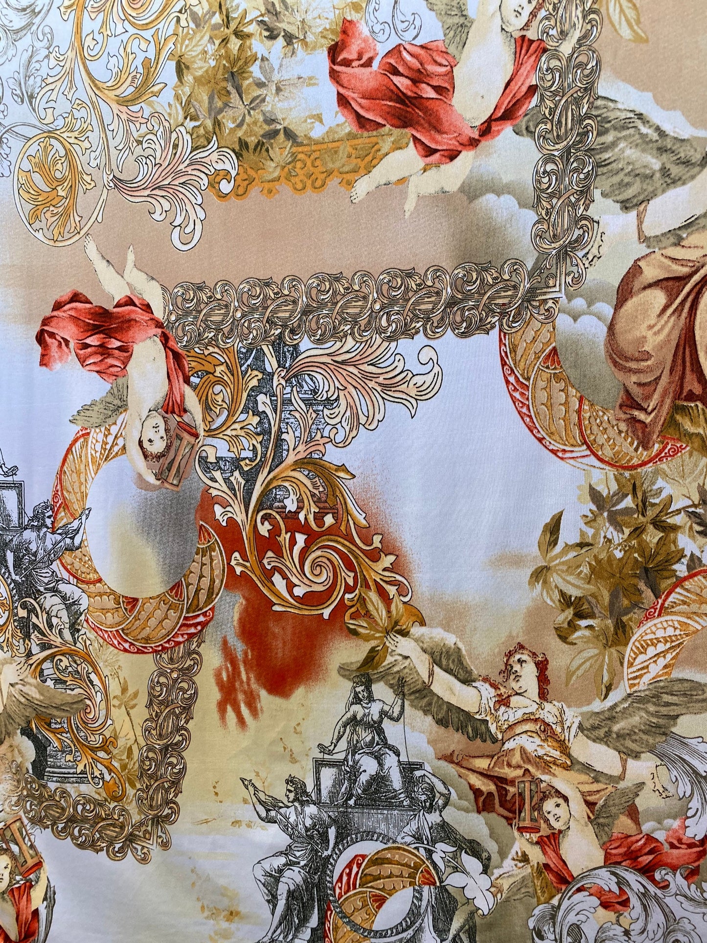 New Brand Angels design designer fabric print on poly spandex medium weight 58/60” Sold by the YD. Ship worldwide from Los Angeles