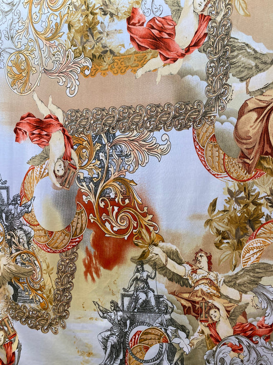 New Brand Angels design designer fabric print on poly spandex medium weight 58/60” Sold by the YD. Ship worldwide from Los Angeles