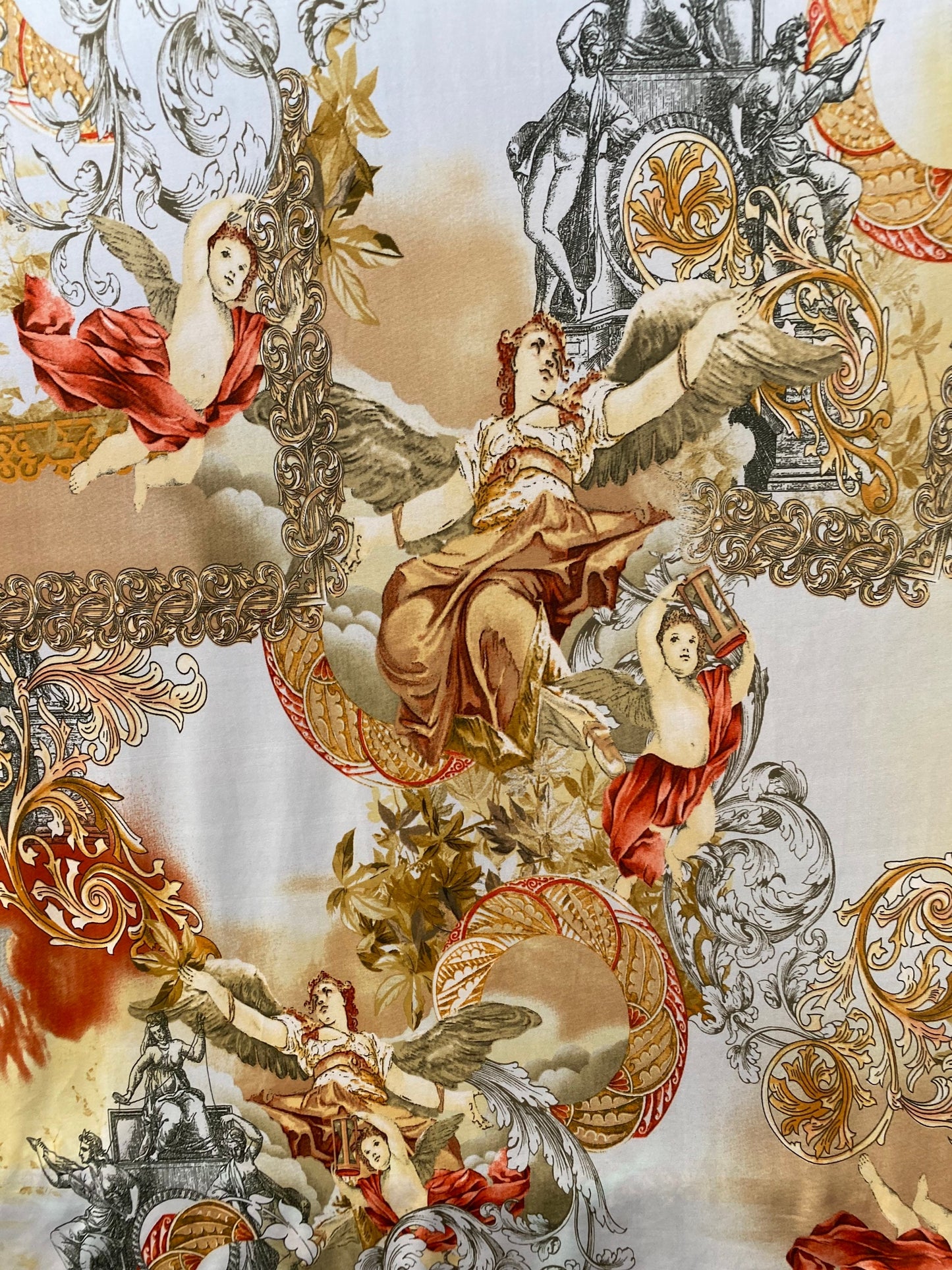New Brand Angels design designer fabric print on poly spandex medium weight 58/60” Sold by the YD. Ship worldwide from Los Angeles