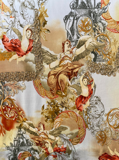 New Brand Angels design designer fabric print on poly spandex medium weight 58/60” Sold by the YD. Ship worldwide from Los Angeles