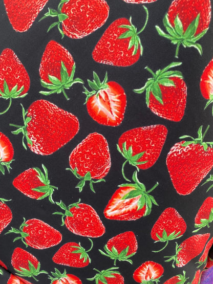 New strawberry design print on great quality of nylon spandex 4-way stretch 58/60” Sold by the YD. Ships Worldwide from Los Angeles cali