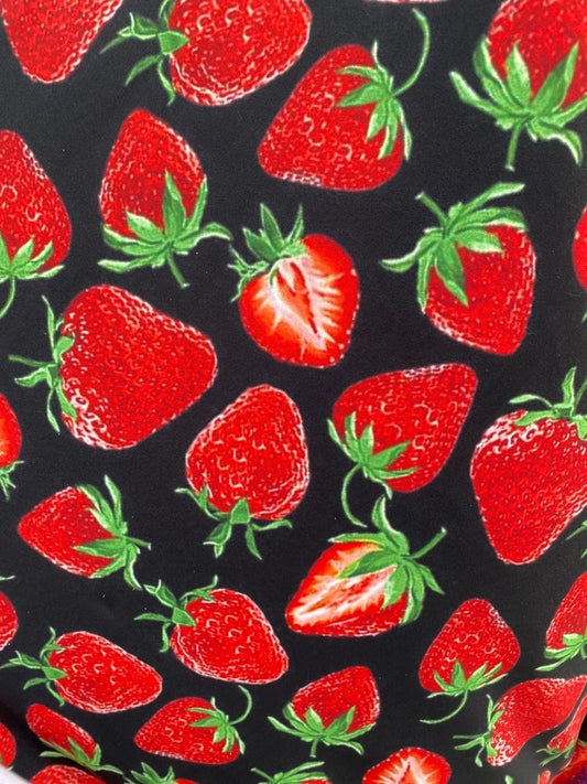 New strawberry design print on great quality of nylon spandex 4-way stretch 58/60” Sold by the YD. Ships Worldwide from Los Angeles cali