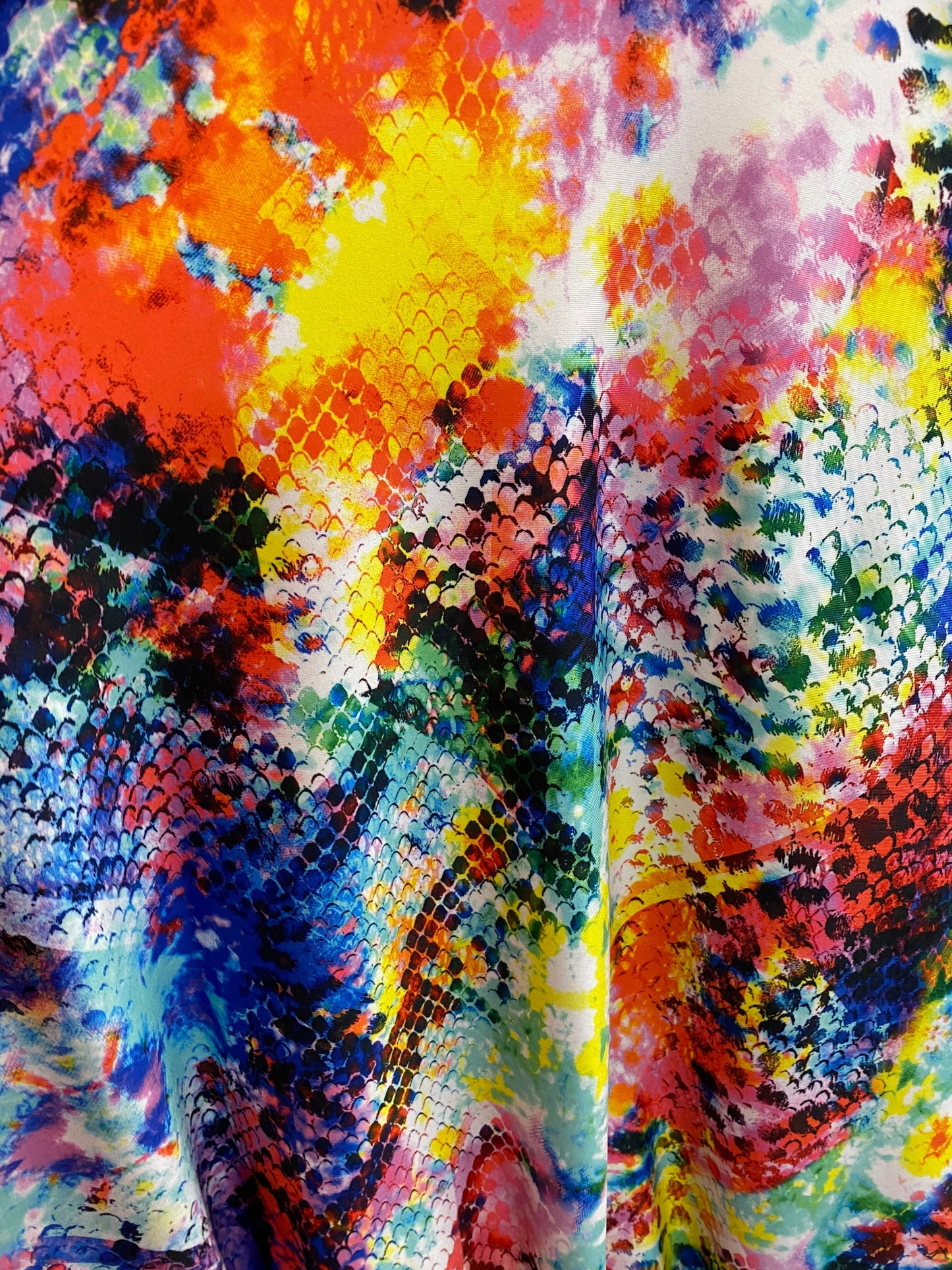 New Exotic snake design multicolor print on great quality of nylon spandex 2-way stretch 58/60” Sold by the YD. Ships Worldwide from L.A CA.