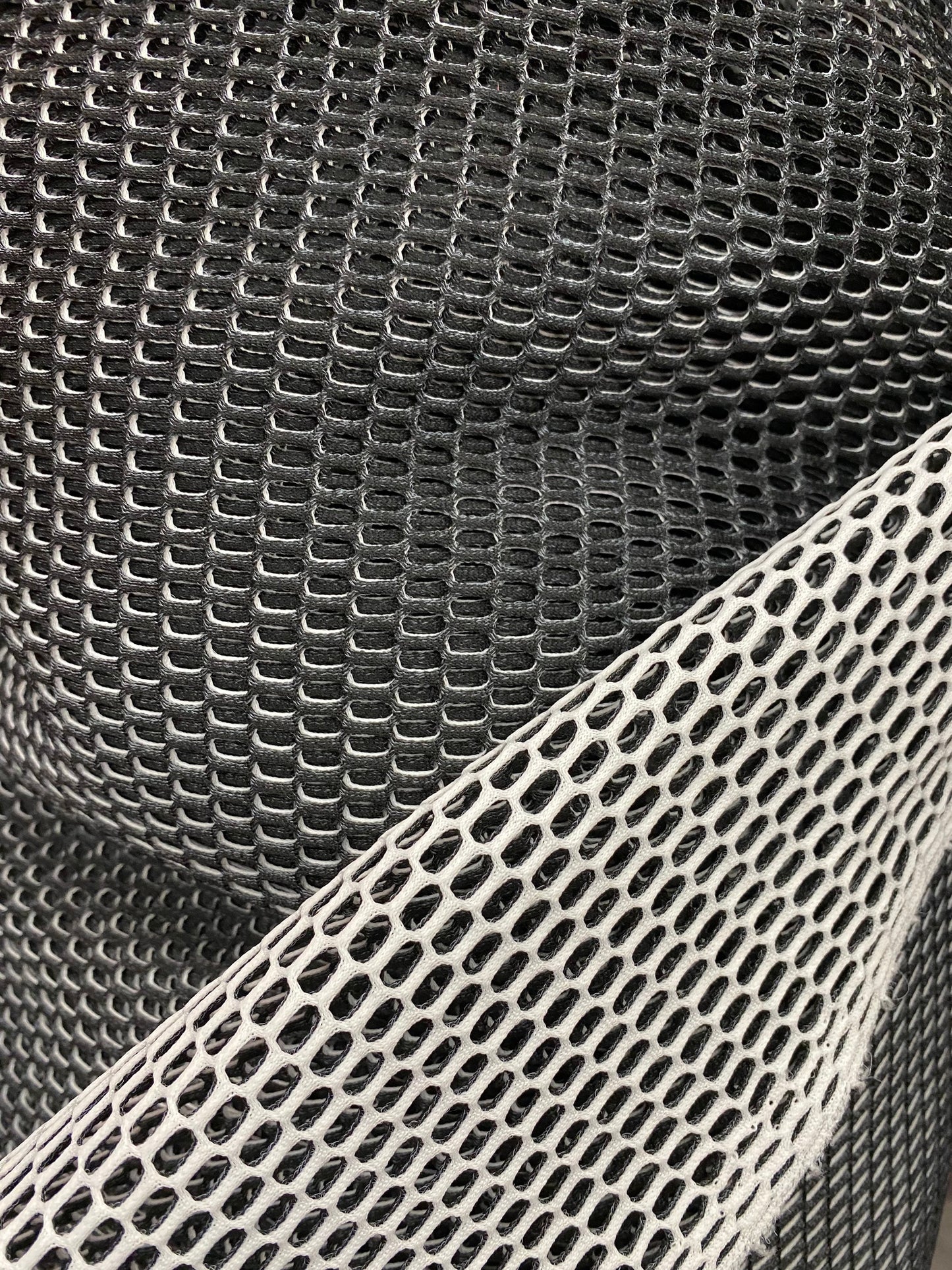 New sport poly mesh 2-tone  heavy quality non stretch white color 58/60” Sold by the YD. Ships Worldwide from Los Angeles California USA.