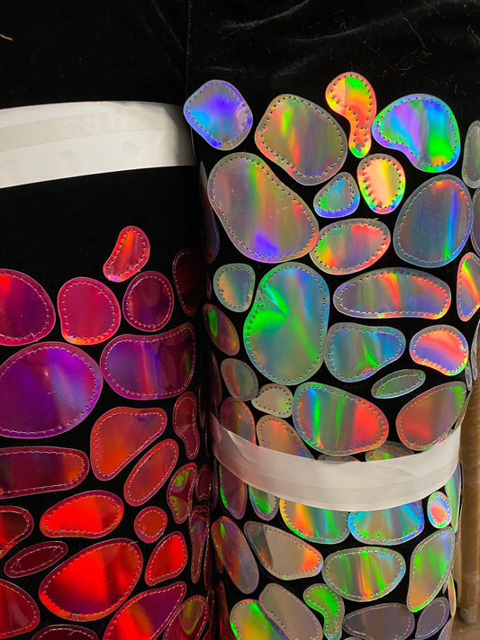 New flashback sequins jumbo size embroidered on stretch velvet 2-way 55/57” Sold by the YD. Ships Worldwide from Los Angeles California USA.