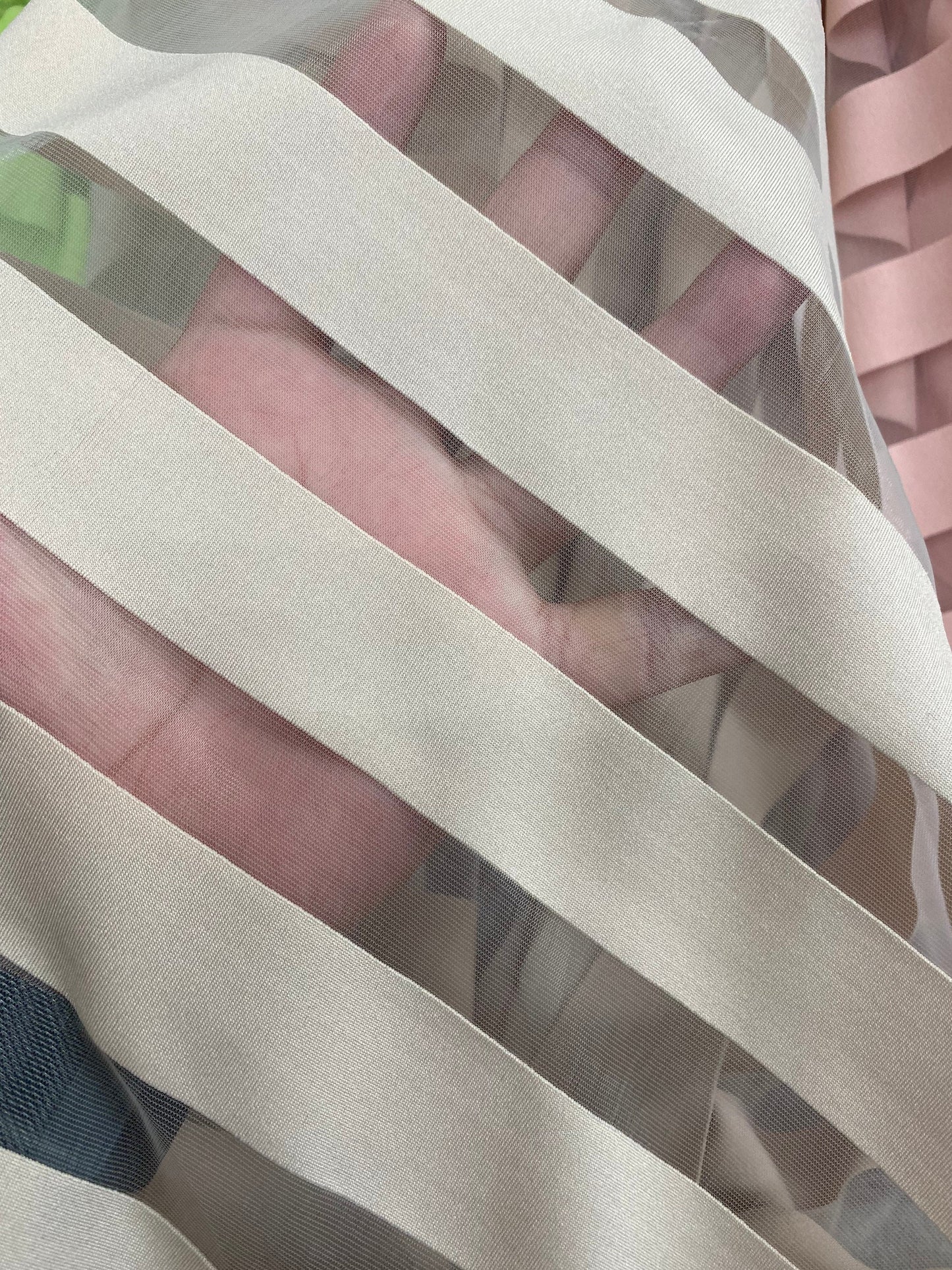 New stripes mesh design see though fabric 2-way stretch 58/60” Sold by the YD. Ships Worldwide from Los Angeles California USA