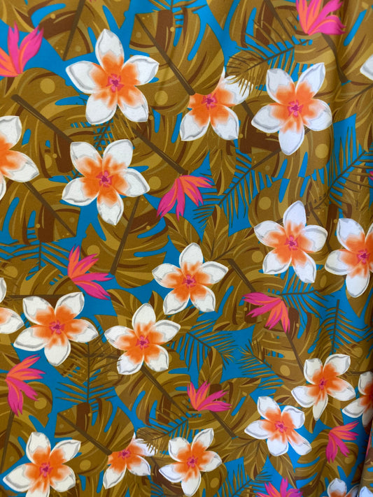 New flower design print on best quality of nylon spandex 4-way stretch 58/60” Sold by the YD. Ships Worldwide from Los Angeles California US