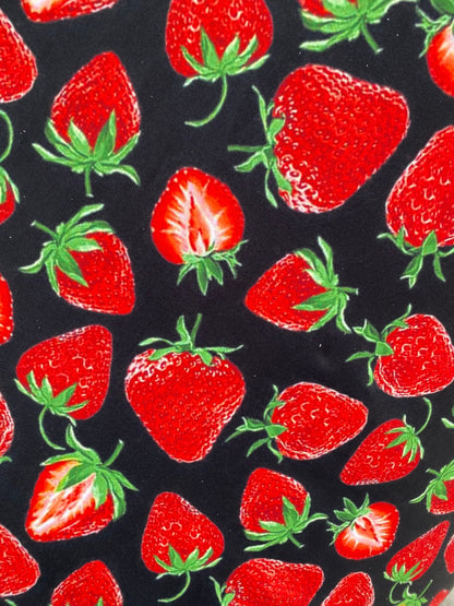 New strawberry design print on great quality of nylon spandex 4-way stretch 58/60” Sold by the YD. Ships Worldwide from Los Angeles cali