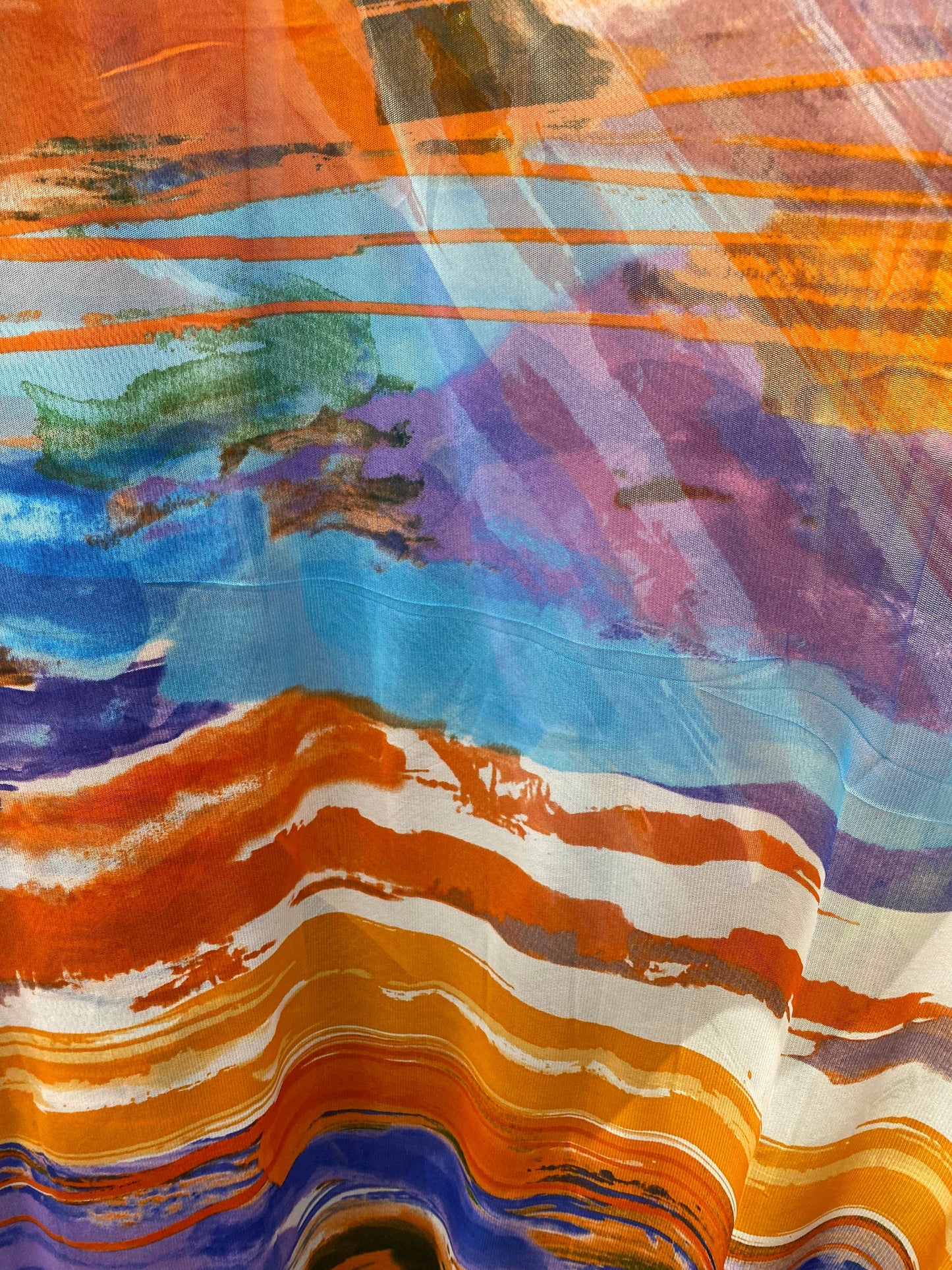 New modern abstract design print on power mesh 4-way stretch see though fabric 58/60” Sold by the YD. Ships Worldwide from Los Ángeles CA.