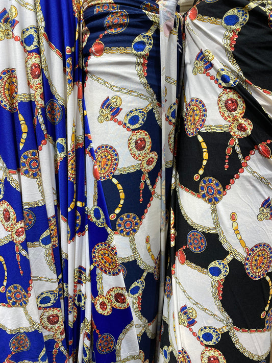 New fashion chains design print on poly spandex medium weight 4-way stretch 58/60” Sold by the YD. Ships worldwide from Los Angeles CA