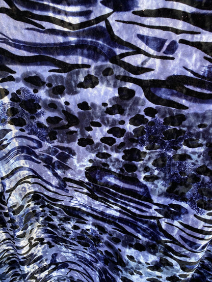 New Exotic animal print on stretch velvet 4-way stretch 58/60” Sold by the YD. Ships Worldwide from Los Angeles California USA.