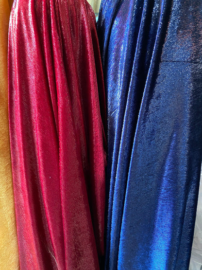 Silk lurex shining Luxury velvet non stretch 55/57” Sold by the YD. Ships worldwide from Los Angeles California USA.