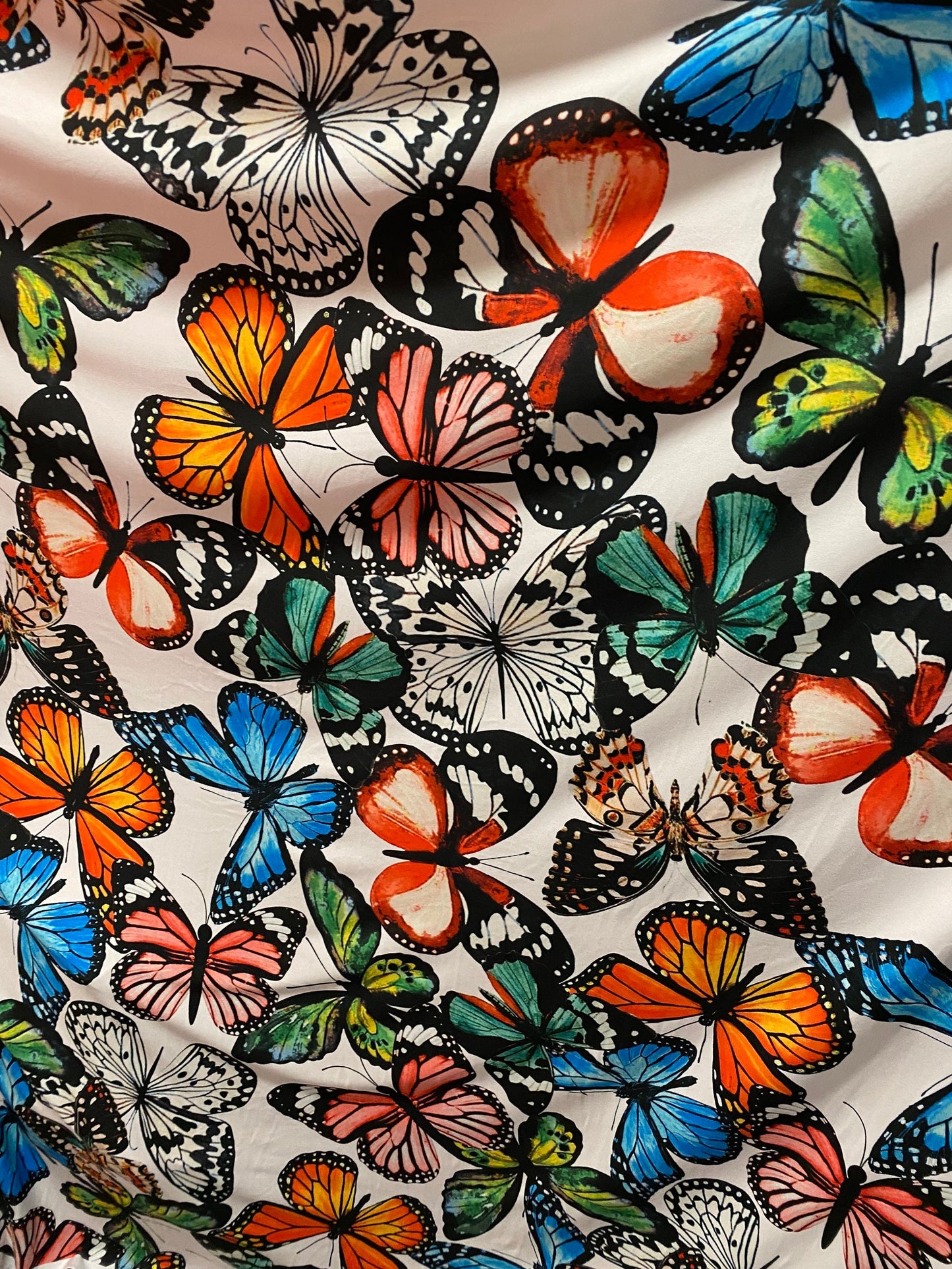 New Butterfly design multicolor print on poly cotton spandex 4-way stretch 58/60” Sold by the YD. Ships worldwide from Los Angeles cali