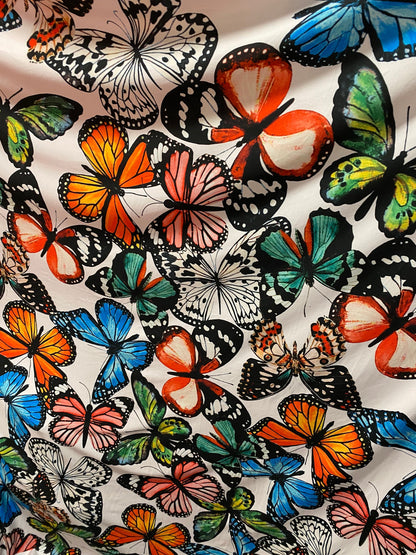 New Butterfly design multicolor print on poly cotton spandex 4-way stretch 58/60” Sold by the YD. Ships worldwide from Los Angeles cali