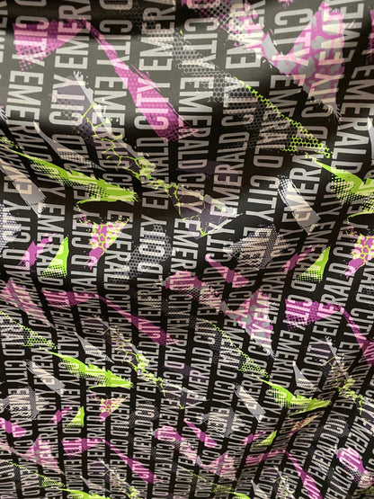 New Emerald city design print on best quality of nylon spandex 4-way stretch 58/60” Sold by the YD. Ships Worldwide from Los Angeles cali