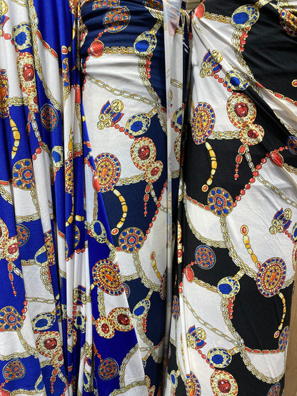 New fashion chains design print on poly spandex medium weight 4-way stretch 58/60” Sold by the YD. Ships worldwide from Los Angeles CA
