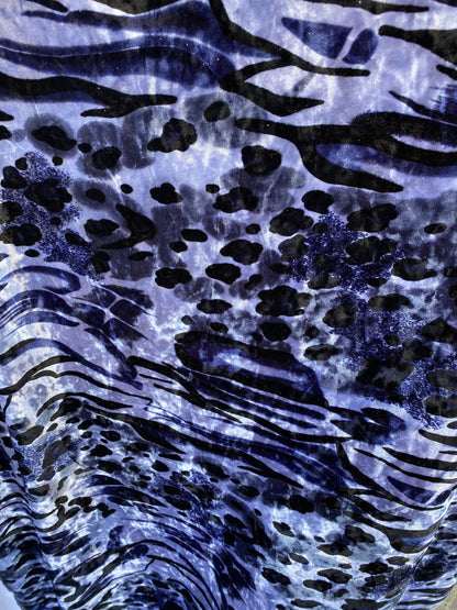 New Exotic animal print on stretch velvet 4-way stretch 58/60” Sold by the YD. Ships Worldwide from Los Angeles California USA.