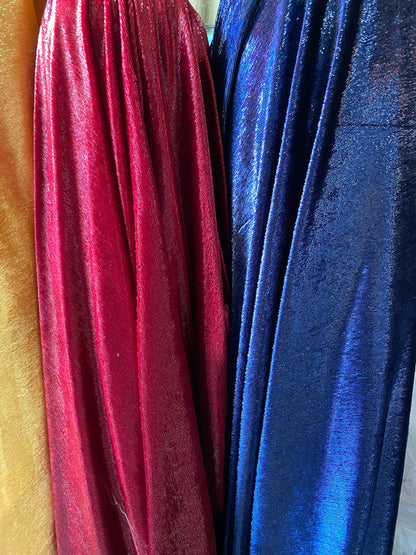 Silk lurex shining Luxury velvet non stretch 55/57” Sold by the YD. Ships worldwide from Los Angeles California USA.