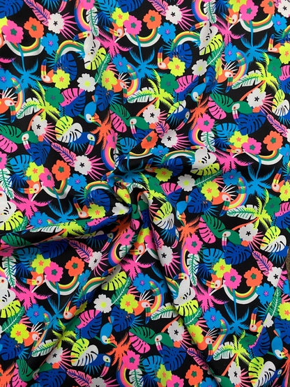 New Toucan design print on best quality of nylon spandex 4-way stretch 58/60” Sold by the YD. Ships Worldwide from Los Angeles California US