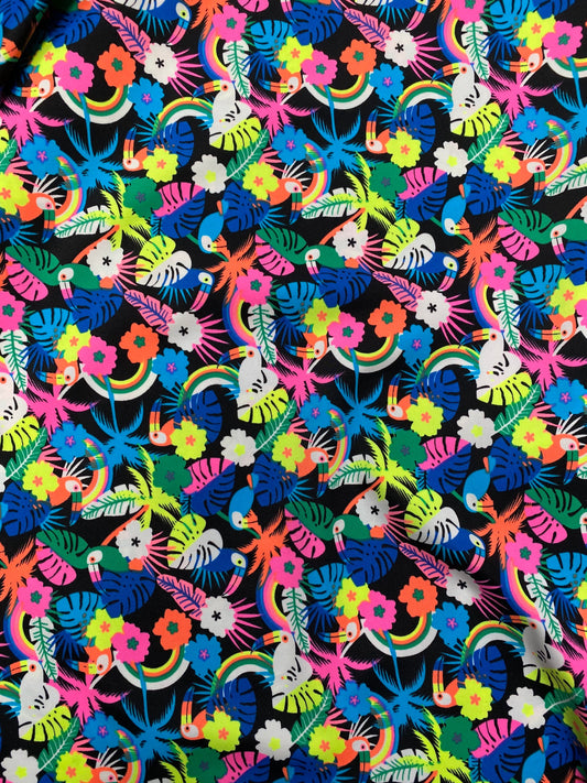 New Toucan design print on best quality of nylon spandex 4-way stretch 58/60” Sold by the YD. Ships Worldwide from Los Angeles California US