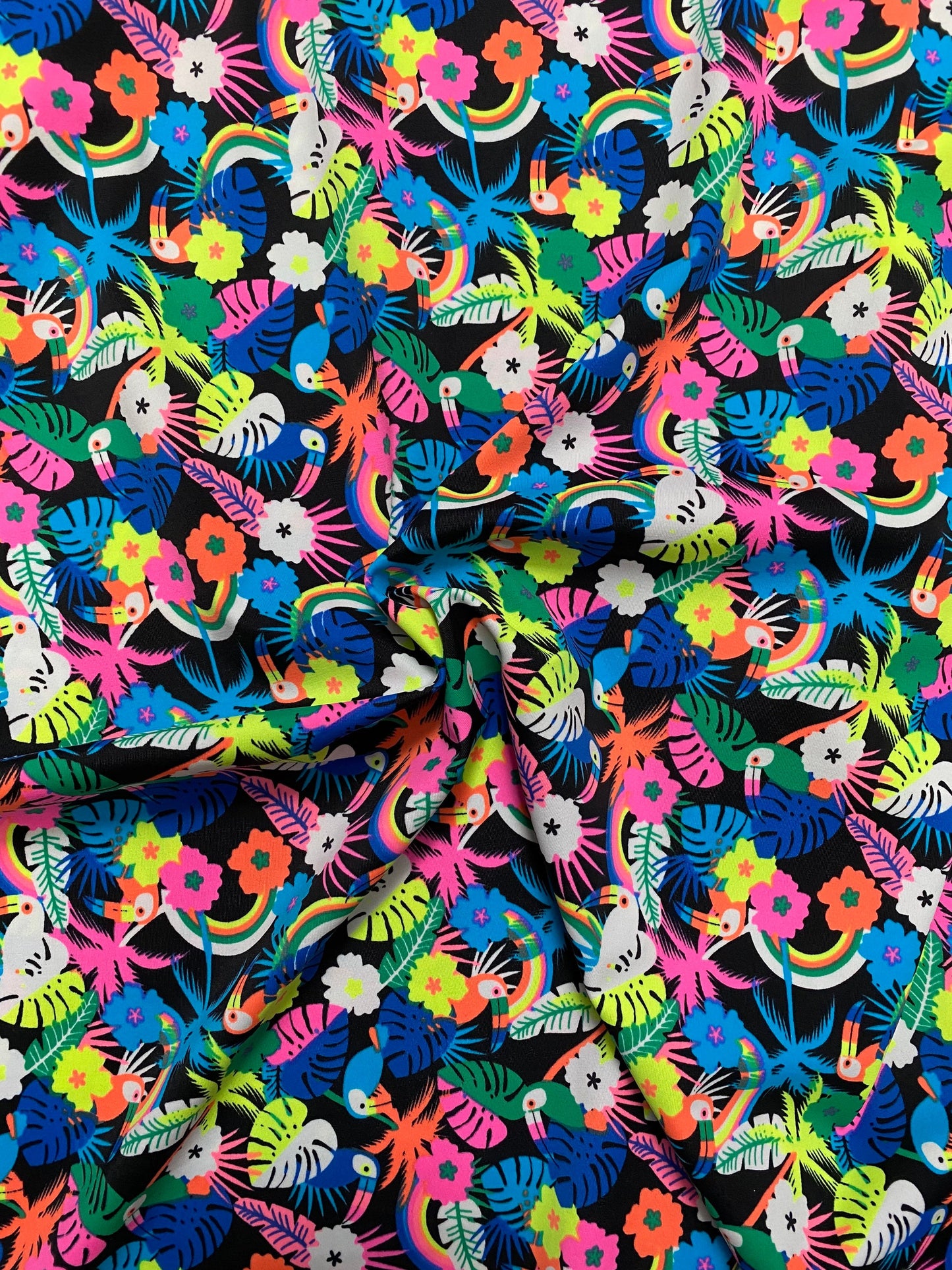 New Toucan design print on best quality of nylon spandex 4-way stretch 58/60” Sold by the YD. Ships Worldwide from Los Angeles California US