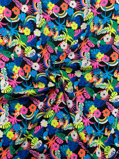 New Toucan design print on best quality of nylon spandex 4-way stretch 58/60” Sold by the YD. Ships Worldwide from Los Angeles California US