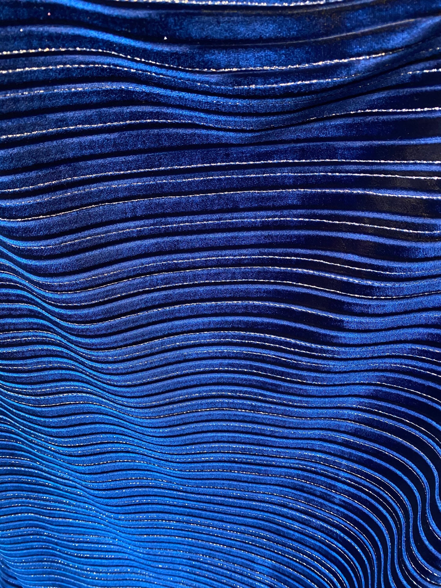 New embossed stripes design luxury stretch velvet 4-way 58/60” Sold by the YD. Ships Worldwide from Los Angeles California USA.