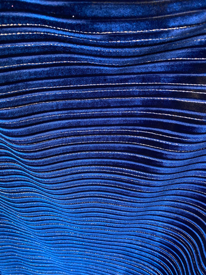 New embossed stripes design luxury stretch velvet 4-way 58/60” Sold by the YD. Ships Worldwide from Los Angeles California USA.