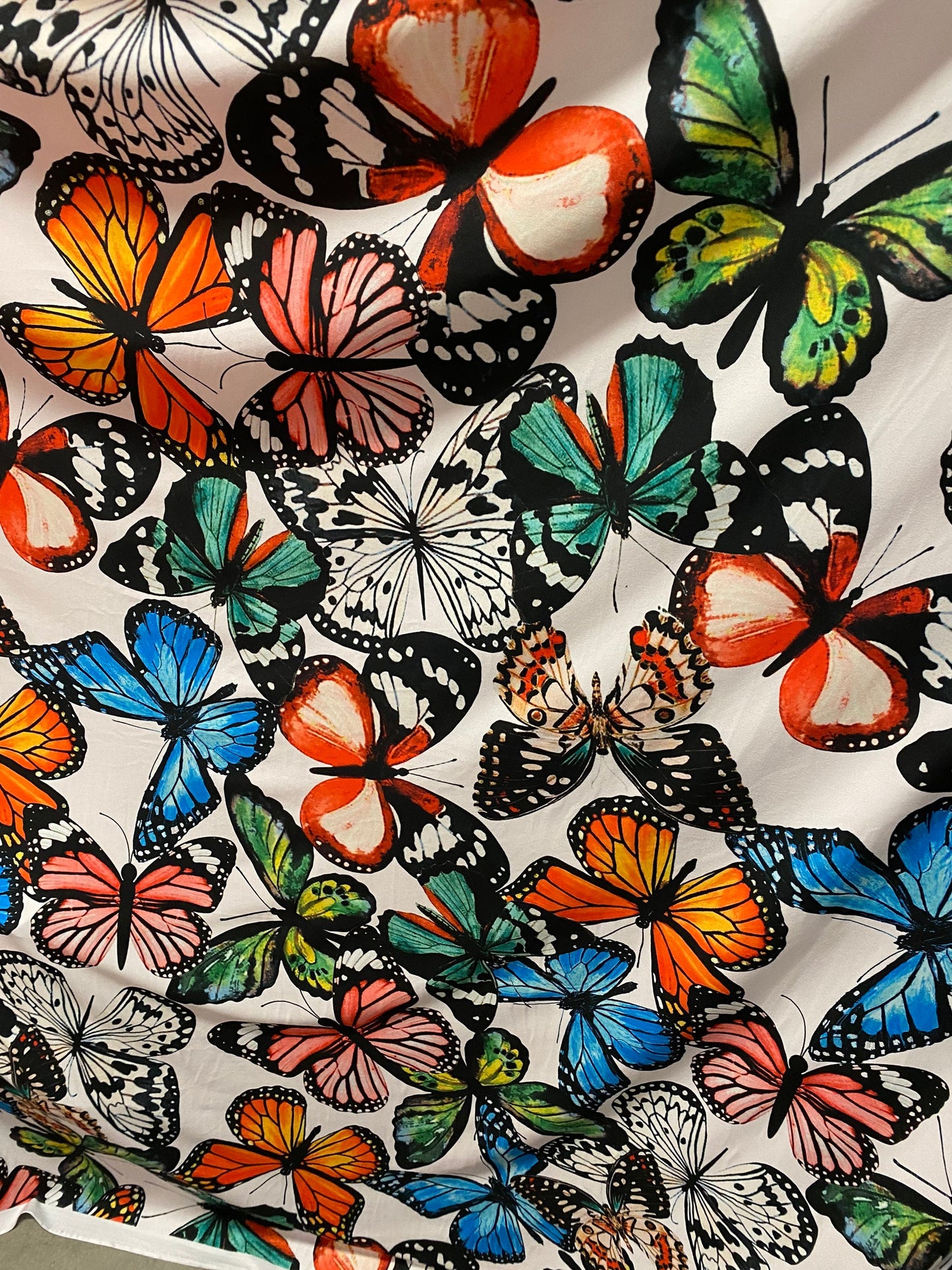New Butterfly design multicolor print on poly cotton spandex 4-way stretch 58/60” Sold by the YD. Ships worldwide from Los Angeles cali